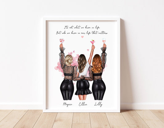 Group Best Friend Gift | Best Friend Gift | Bestie Gifts | 3 Friends Print | Personalised Print | Birthday Gift for Her | Gift for Friend