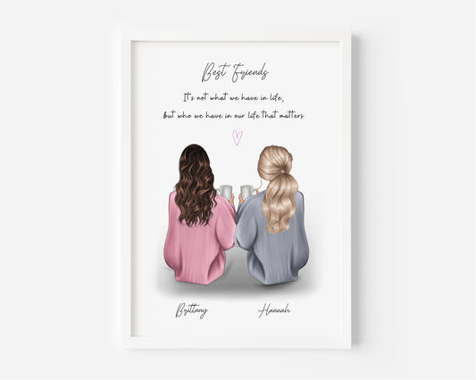 Best Friends Gift | Custom BFF | Friends Illustration | Personalised Portrait | Personalised Gift | Best Friend Christmas Gift