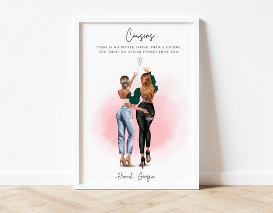 Personalised Gift for Cousin, Cousin Personalised Print, Cousins Best Friends Customised Gift, Cousin Family Gift