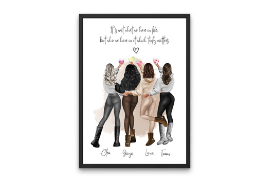 Group Best Friend Gift | Best Friend Gift | Bestie Gifts | 4 Friends Print | Personalised Print | Birthday Gift for Her | Gift for Friend