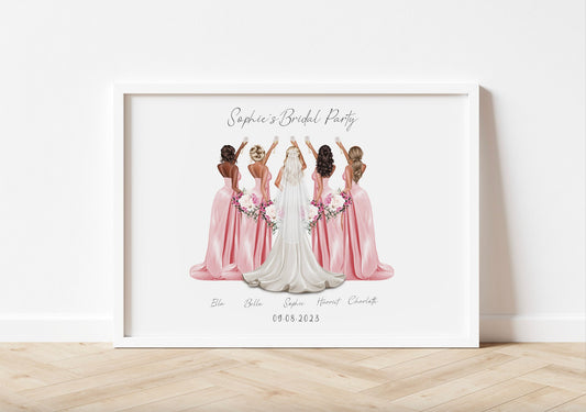 Personalised Wedding gift, Bridesmaid Print, Bridesmaid gift, Bridal Party gift, Bride Gift, Custom bridal party print, Bride squad poster